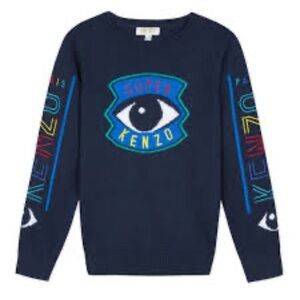 Kenzo Paris Kids Blue Knit Eye Sweater Size 10A
